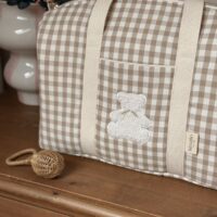 sac à langer vichy beige avec broderie ourson
