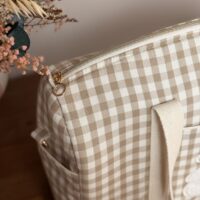 sac à langer vichy beige avec broderie ourson