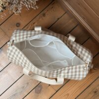 sac à langer vichy beige avec broderie ourson