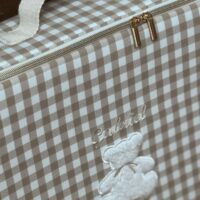 valisette enfant vichy beige broderie ourson personnalisé