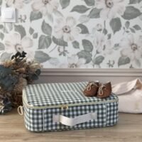 valisette naissance vichy vert personnalisé broderie