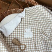 valisette vichy beige broderie ourson et prénom personnalisé