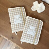 protège carnet de santé vichy beige broderie ourson et prénom personnalisé