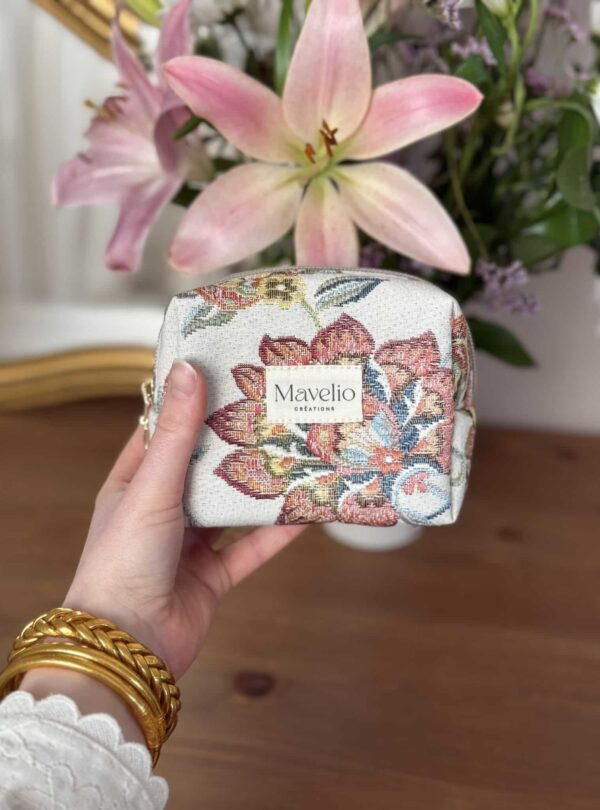 mini trousse de toilette taille S en jacquard fleuri