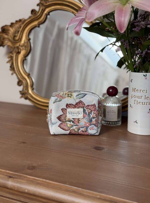 mini trousse de toilette taille S jacquard fleuri
