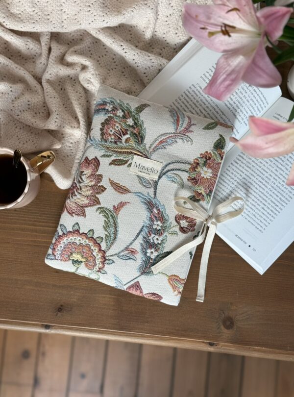 pochette pour livre broché en jacquard fleuri