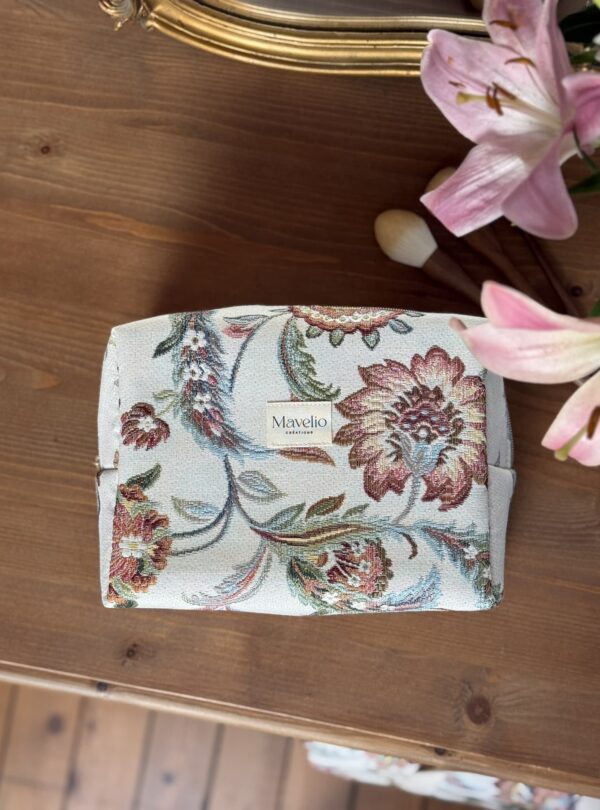 trousse de toilette taille L en jacquard fleuri