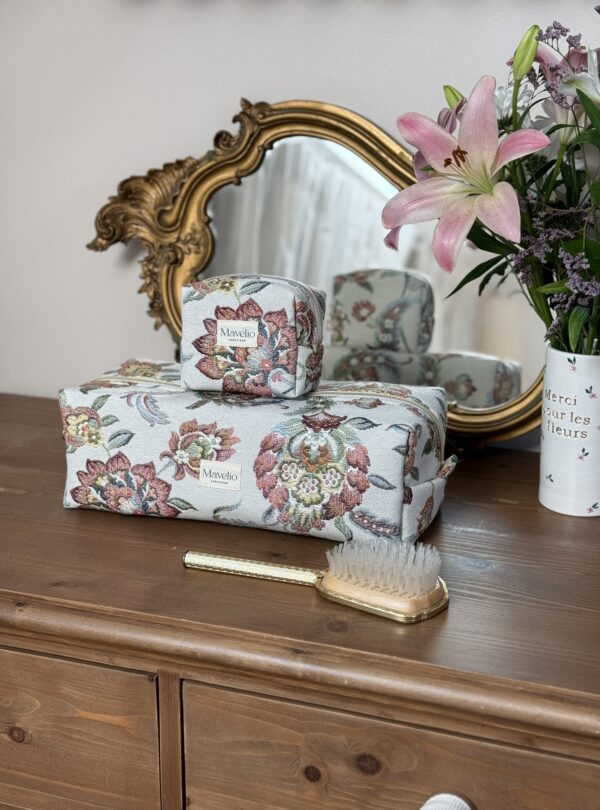 trousses de toilette XL et S en jacquard fleuri