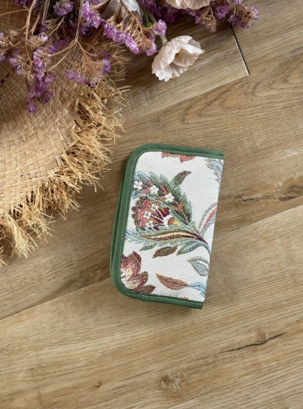 protège passeport jacquard fleuri