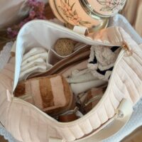 sac à langer matelassé gaze de coton beige rosé