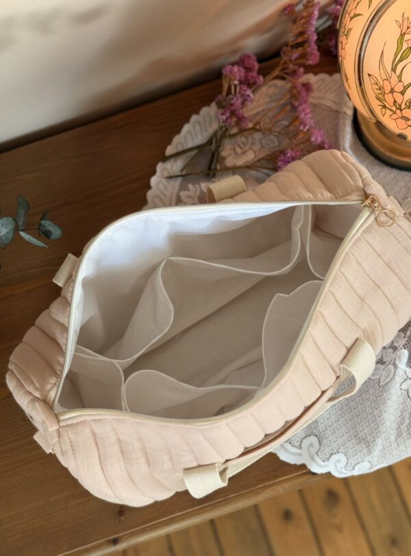 sac à langer matelassé gaze de coton beige rosé sac à langer matelassé gaze de coton beige rosé