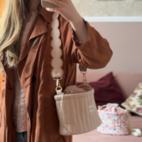 sac seau beige rosé