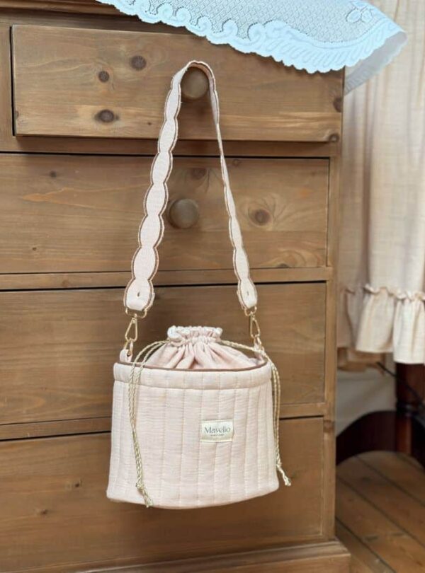 sac seau matelassé beige rosé