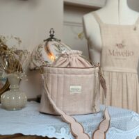 sac seau matelassé beige rosé