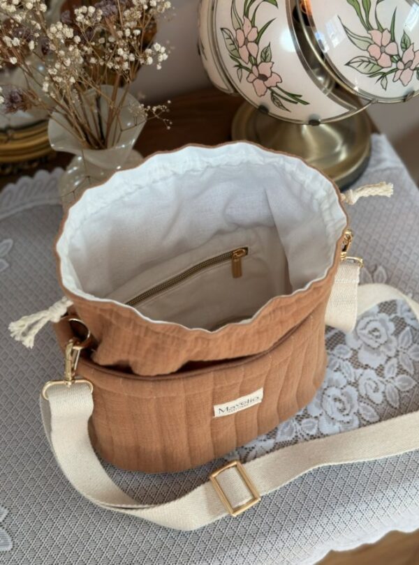 sac seau matelassé caramel