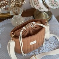 sac seau matelassé caramel