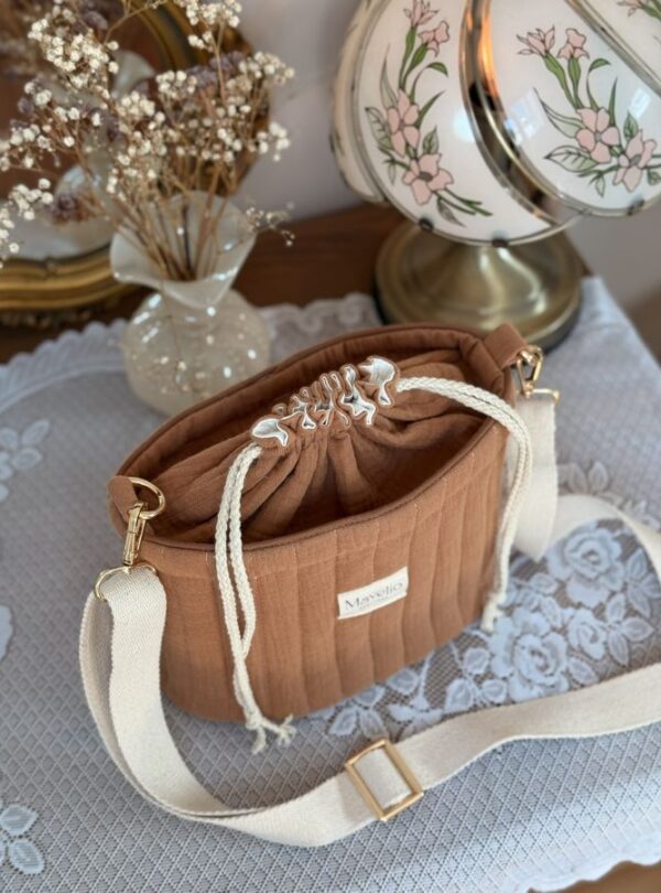 sac seau matelassé caramel