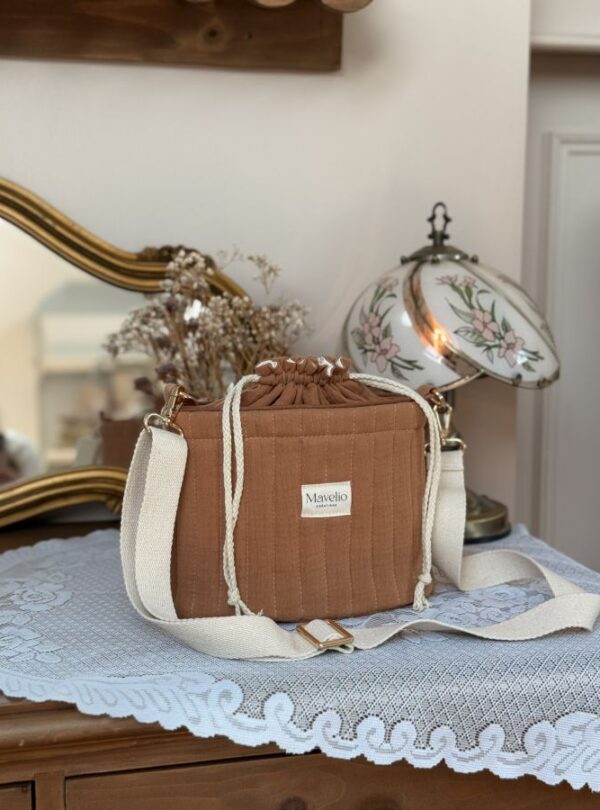 sac seau matelassé caramel