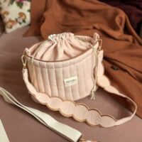sac seau matelassé gaze de coton beige rosé