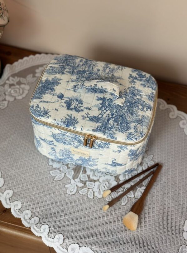 grand vanity taille L matelassé toile de jouy bleu
