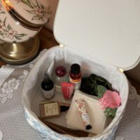 grand vanity taille L matelassé toile de jouy bleu