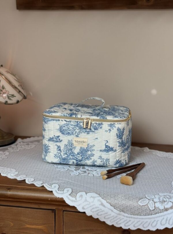 grand vanity taille L matelassé toile de jouy bleu