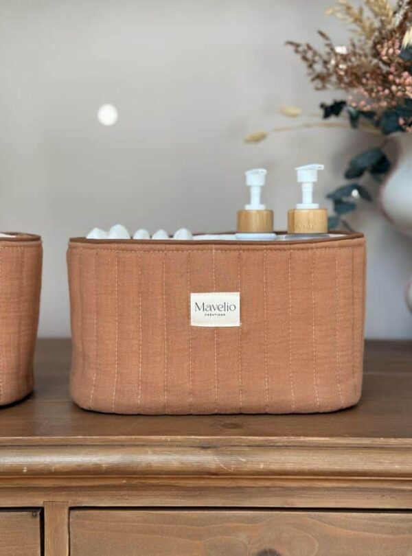 grande panière matelassée caramel