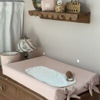 housse de matelas à langer gaze de coton beige rosé