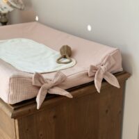 housse de matelas à langer gaze de coton beige rosé