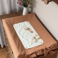 housse de matelas à langer gaze de coton caramel