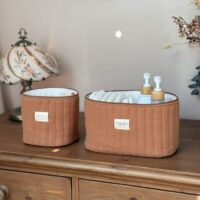 lot de deux panières matelassées caramel