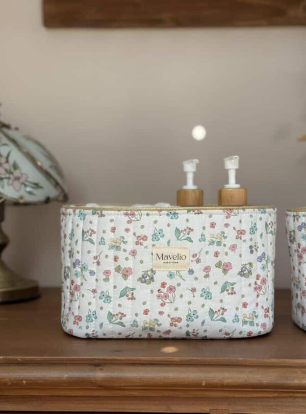 panière de rangement matelassée fleuri jardin d'été