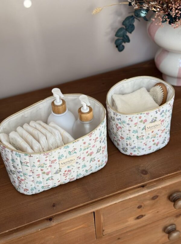 panière de rangement matelassée fleuri jardin d'été