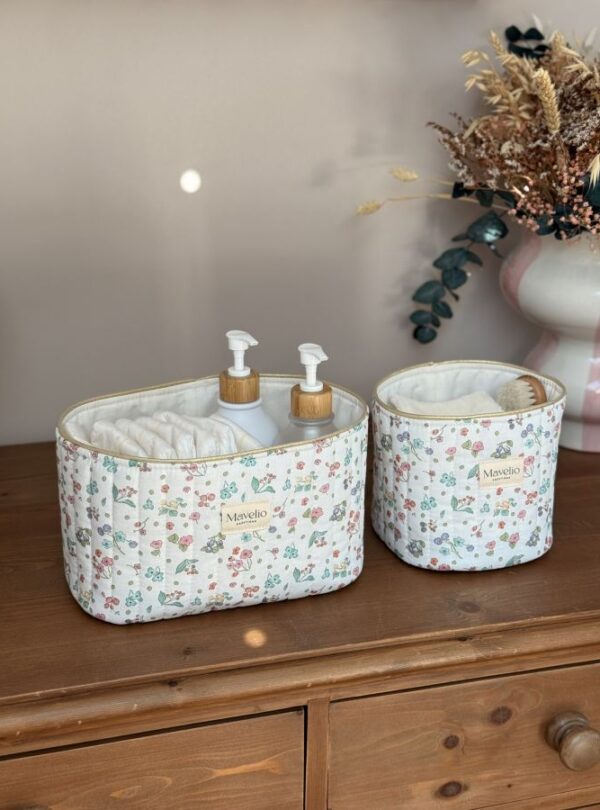 panière de rangement matelassée fleuri jardin d'été