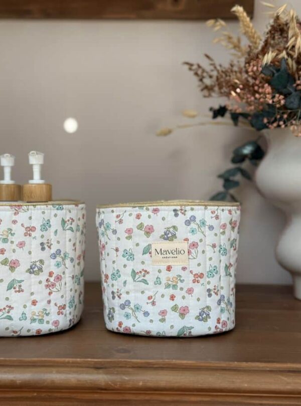 panière de rangement matelassée fleuri jardin d'été