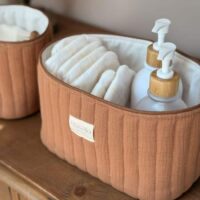 panière de rangement matelassée caramel