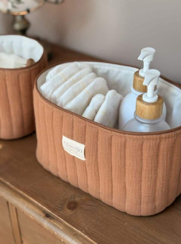 panière de rangement matelassée caramel