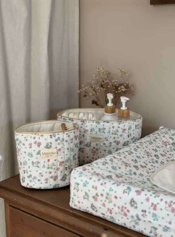 panière de rangement matelassée fleuri jardin d'été