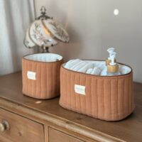 panière de rangement matelassée caramel