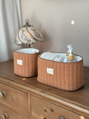 panière de rangement matelassée caramel