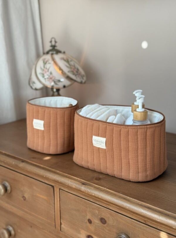 panière de rangement matelassée caramel