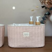 panières de rangement matelassé gaze de coton beige rosé