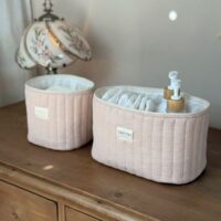 panières de rangement matelassé gaze de coton beige rosé