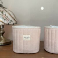 panières de rangement matelassé gaze de coton beige rosé