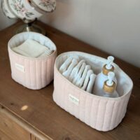panières de rangement matelassé gaze de coton beige rosé