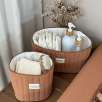 panière de rangement matelassée caramel