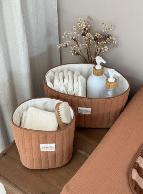 panière de rangement matelassée caramel