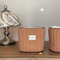 panière de rangement matelassée caramel
