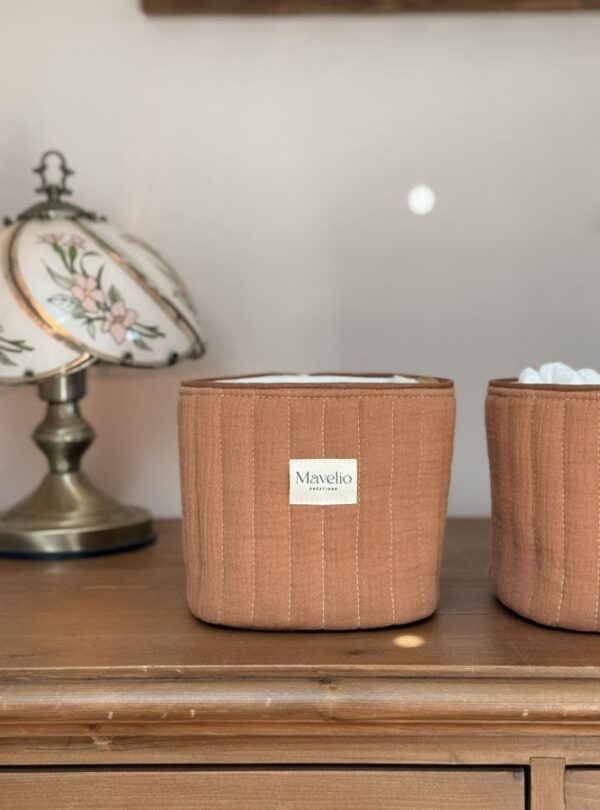 panière de rangement matelassée caramel