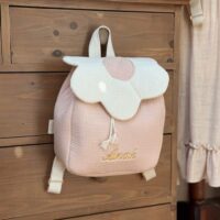 sac à dos beige rosé rabat fleur